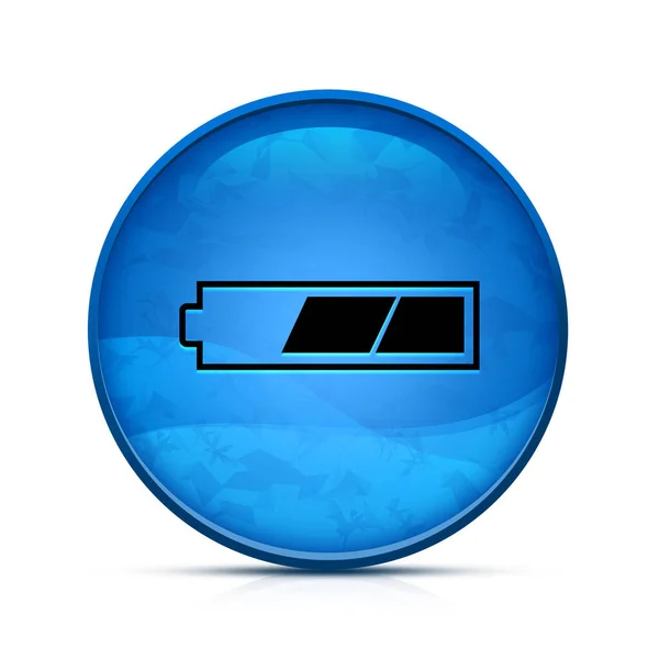 Troisième Icône Batterie Chargée Sur Bouton Rond Bleu Éclaboussure Chic — Photo