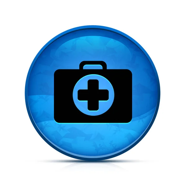 Ícone Saco Medicina Botão Redondo Azul Respingo Elegante — Fotografia de Stock