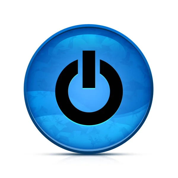 Silnik Start Ikona Klasycznym Splash Niebieski Okrągły Przycisk — Zdjęcie stockowe