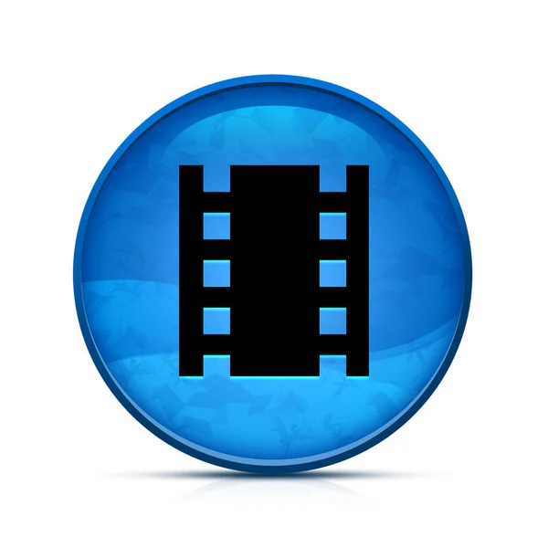 Şık Bir Sıçrama Üzerine Kurulu Tiyatro Simgesi Mavi Yuvarlak Düğme — Stok fotoğraf