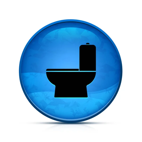 洗練されたスプラッシュブルーラウンドボタン上のトイレアイコン — ストック写真