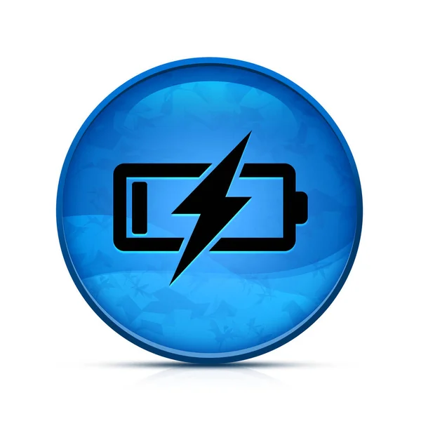 Ikona Ładowania Baterii Klasycznym Niebieskim Okrągłym Przycisku — Zdjęcie stockowe