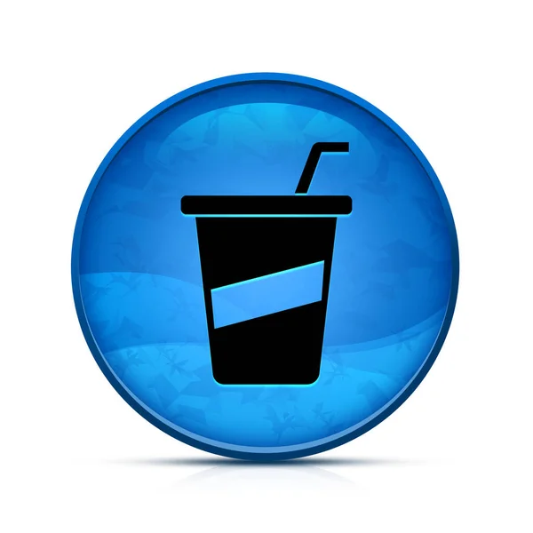 雅致的水花蓝色圆形按钮上的Soda图标 — 图库照片
