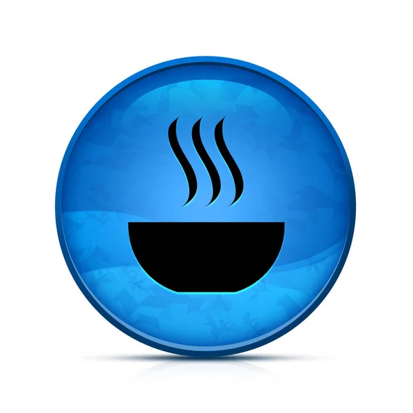 上品なスプラッシュブルーの丸ボタンのスープアイコン — ストック写真