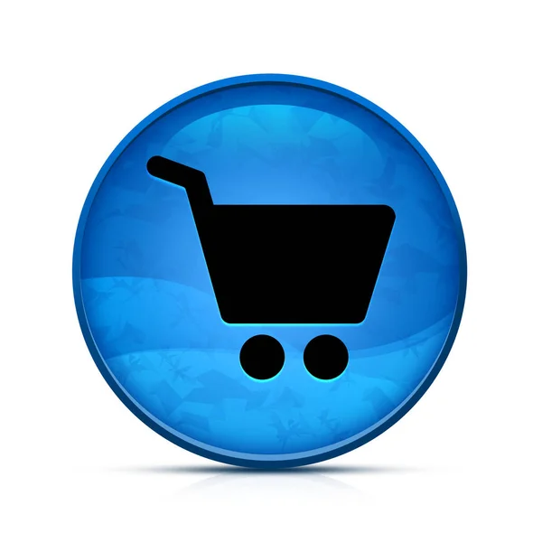 上品なスプラッシュブルーラウンドボタンのショッピングカートアイコン — ストック写真