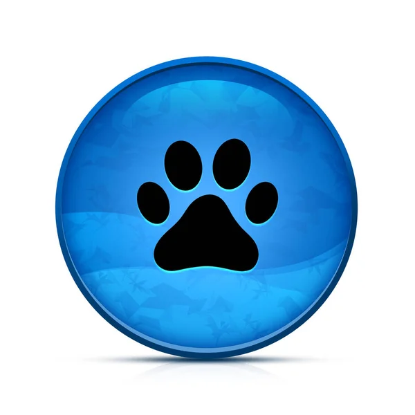 Значок Печати Лап Собак Кошек Круглой Синей Кнопке — стоковое фото