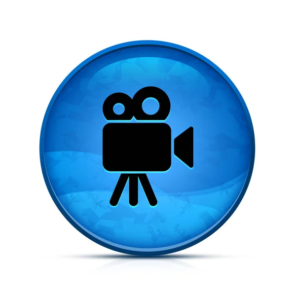 Videokamera Ikon Klasszikus Splash Kék Kerek Gomb — Stock Fotó