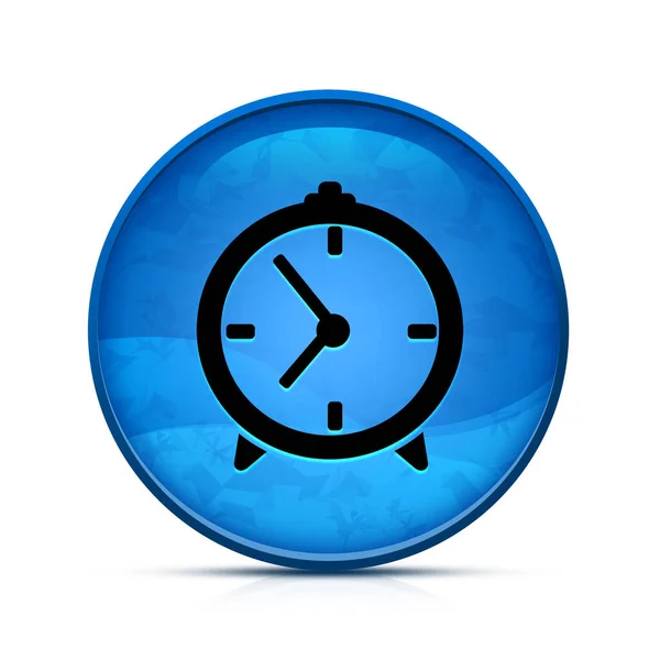 Uhr Symbol Auf Edlem Blauen Spritzer Knopf — Stockfoto