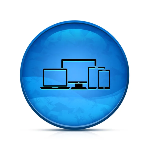 上品なスプラッシュブルーラウンドボタン上のデジタルスマートデバイスのアイコン — ストック写真