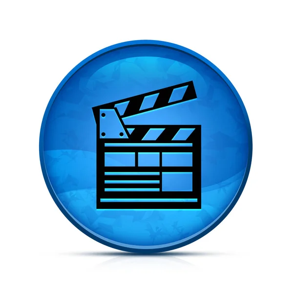 上品なスプラッシュブルーラウンドボタン上の映画アイコン — ストック写真