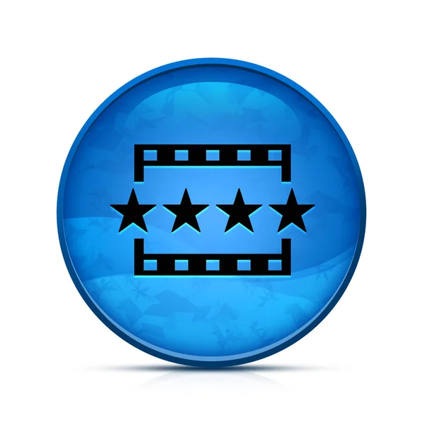 Recenzje Filmów Ikona Klasyczny Splash Niebieski Okrągły Przycisk — Zdjęcie stockowe