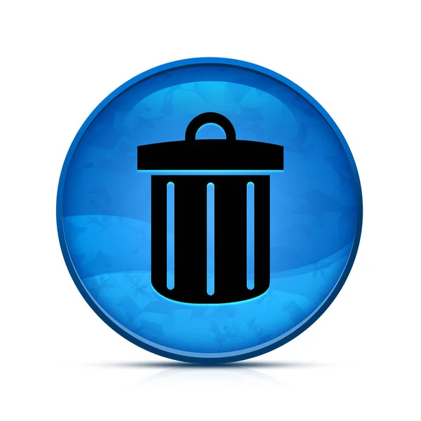 Icono Papelera Reciclaje Elegante Botón Redondo Azul Chapoteo — Foto de Stock