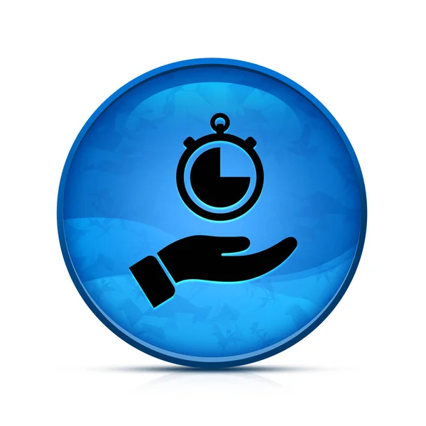 Піктограма Ручного Годинника Синій Круглої Кнопці — стокове фото