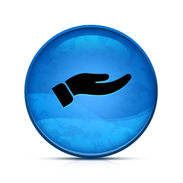 Ręczna Ikona Klasycznym Niebieskim Okrągłym Przycisku — Zdjęcie stockowe