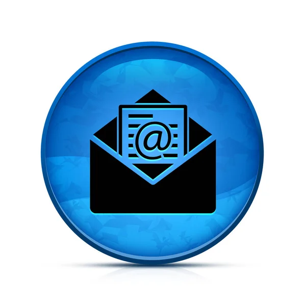 Newsletter email icon on classy splash blue round button
