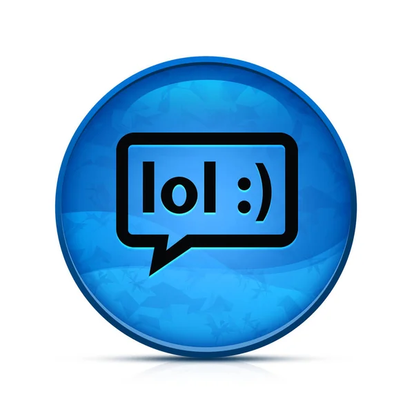 笑バブルアイコン上の上品なスプラッシュブルーラウンドボタン — ストック写真
