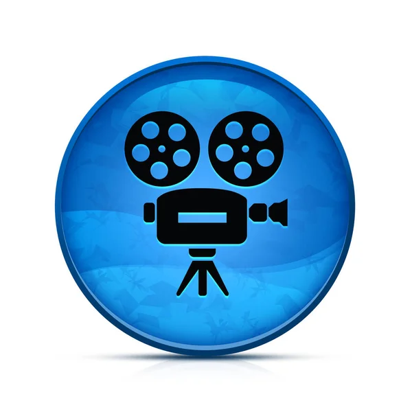 Videokamera Ikon Klasszikus Splash Kék Kerek Gomb — Stock Fotó