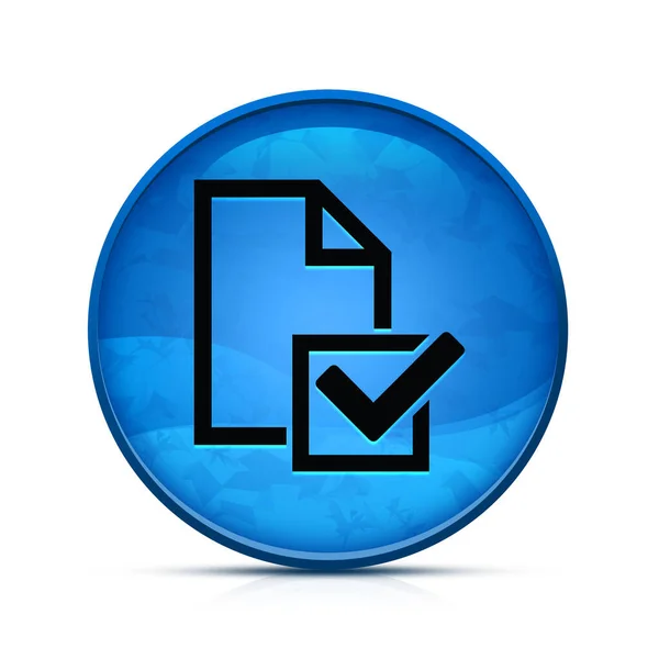 上品なスプラッシュブルー丸ボタンのアンケート チェックリストアイコン アイコン — ストック写真