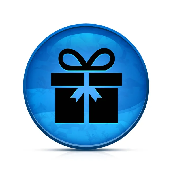 Піктограма Подарунка Синій Круглої Кнопці — стокове фото