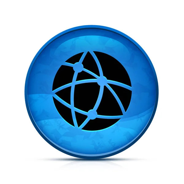 Tecnologia Global Ícone Rede Social Elegante Botão Redondo Azul Splash — Fotografia de Stock