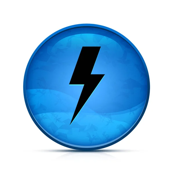 Blitz Symbol Auf Edlem Blauen Runden Knopf — Stockfoto