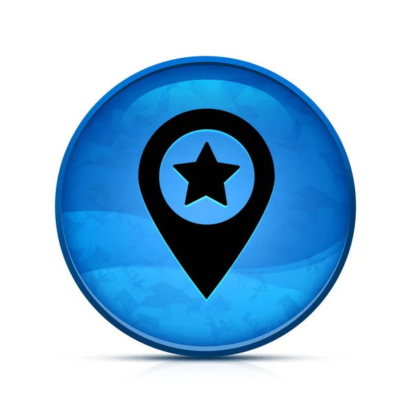 Kartenzeiger Sternsymbol Auf Edlem Blauen Runden Knopf — Stockfoto