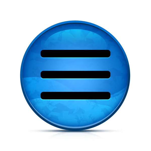 Hamburger menu bar icon on classy splash blue round button