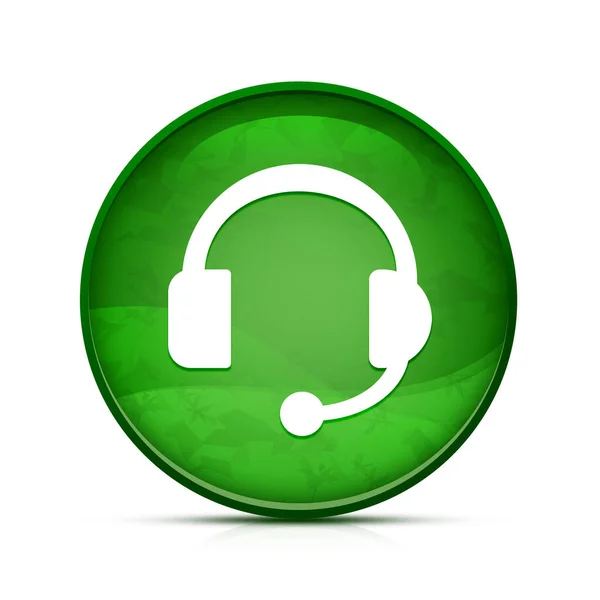 上品なスプラッシュ緑色の丸ボタンのヘッドフォンアイコン — ストック写真