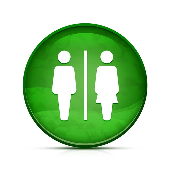 Restroom Sign Icon Classy Splash Green Button — Stock Photo, Image