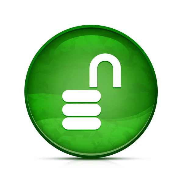 Otwarta Ikona Blokady Klasycznym Zielonym Okrągłym Przycisku — Zdjęcie stockowe