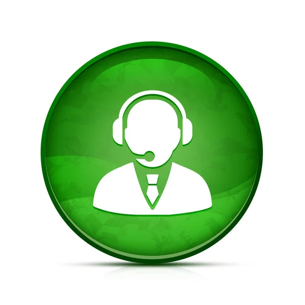 Support Manager Icon Classy Splash Green Button — Stock Photo, Image
