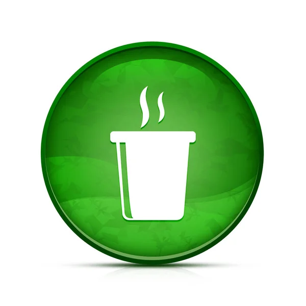 Значок Горячего Напитка Фаст Фуда Классной Зеленой Кнопке — стоковое фото