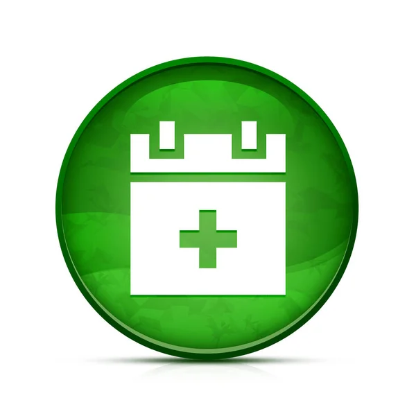 Dodaj Nową Ikonę Harmonogramu Klasycznym Zielonym Okrągłym Przycisku — Zdjęcie stockowe