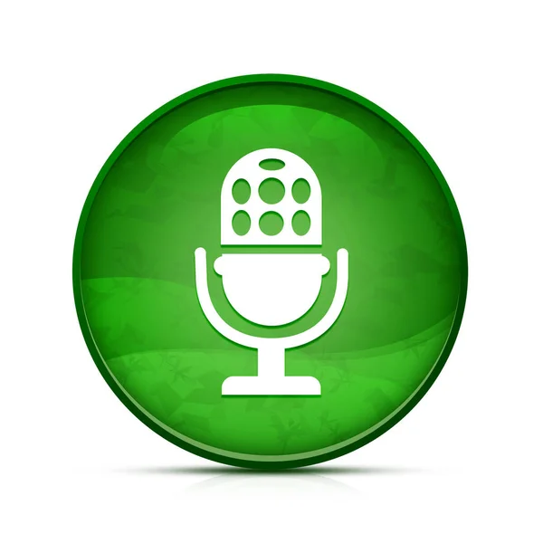 Mikrofon Ikon Klasszikus Splash Zöld Kerek Gomb — Stock Fotó