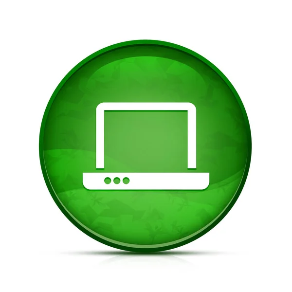 Laptop Icon Classy Splash Green Button — Stock Photo, Image