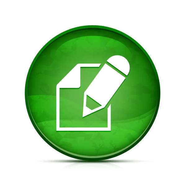 Ikona Książki Ołówkowej Klasycznym Zielonym Okrągłym Przycisku — Zdjęcie stockowe