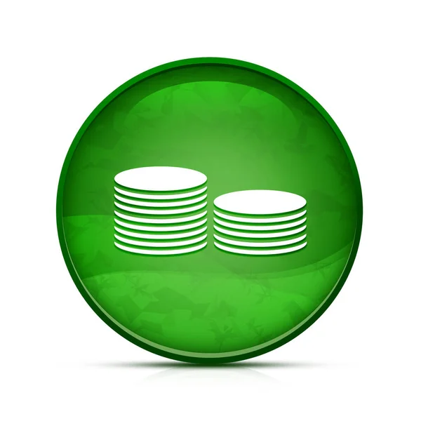 钱币图标上华丽的飞溅绿色圆形按钮 — 图库照片