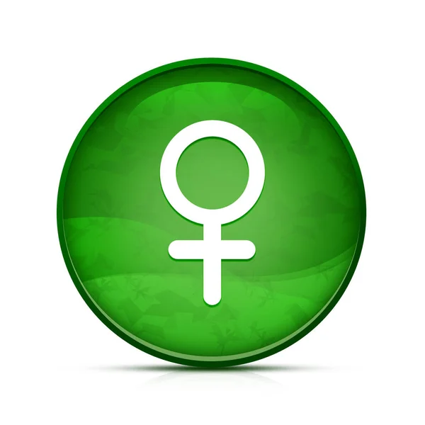 Weibliches Zeichen Symbol Auf Edlem Spritzgrünem Runden Knopf — Stockfoto