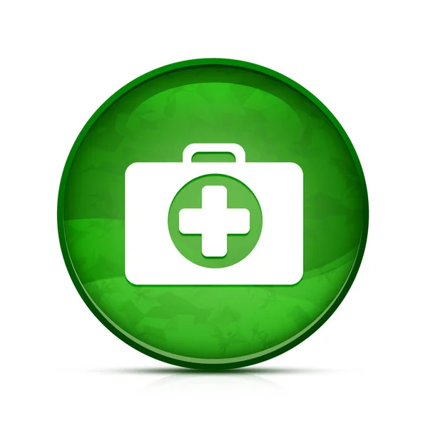 Ícone Saco Medicina Botão Redondo Verde Elegante Respingo — Fotografia de Stock
