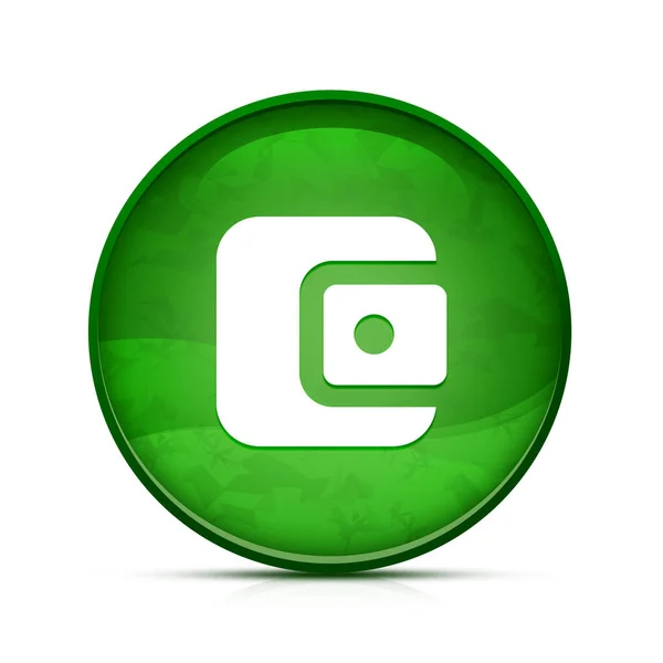 アカウント残高の財布アイコン上の上品なスプラッシュ緑の丸ボタン — ストック写真