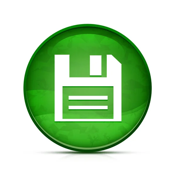 Ikona Dysku Klasycznym Zielonym Okrągłym Przycisku — Zdjęcie stockowe