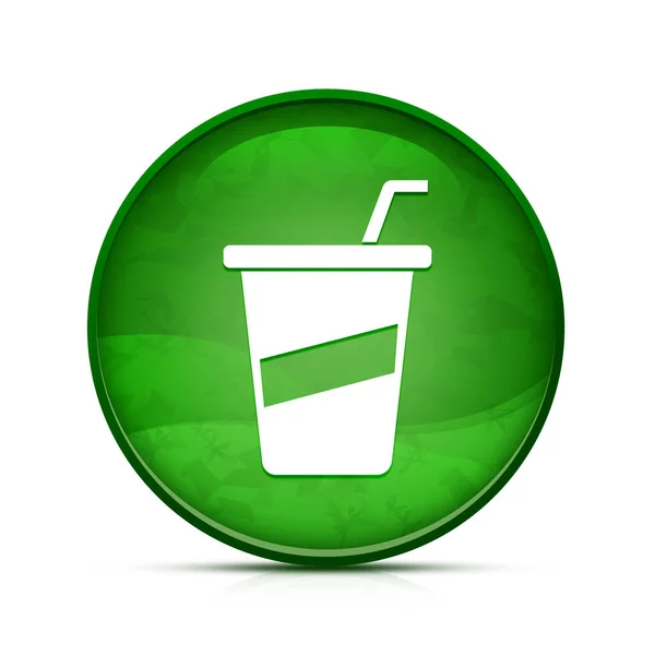 雅致的水花绿色圆形按钮上的Soda图标 — 图库照片