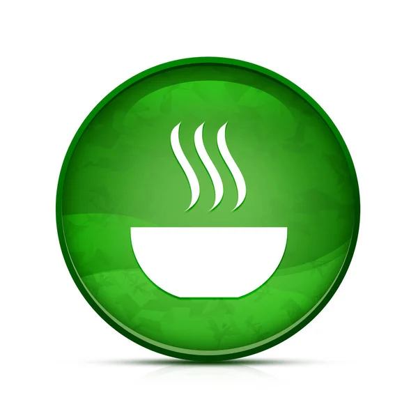 Klas Sıçrama Üzerine Çorba Simgesi Yeşil Yuvarlak Düğme — Stok fotoğraf