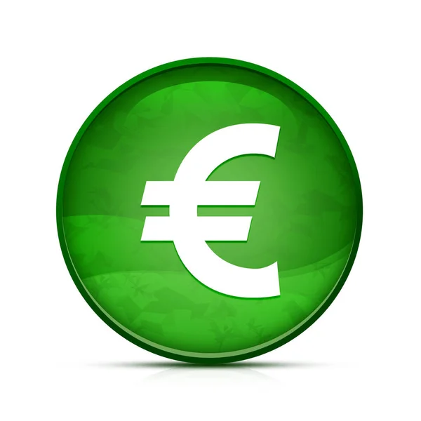 Ícone Sinal Euro Elegante Botão Redondo Verde Respingo — Fotografia de Stock