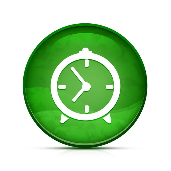 Піктограма Годинника Класі Зеленої Круглої Кнопки — стокове фото