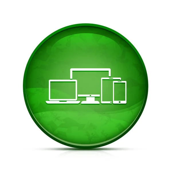 Dijital Akıllı Aygıtlar Simgesi Şık Sıçrama Yeşil Yuvarlak Düğme — Stok fotoğraf