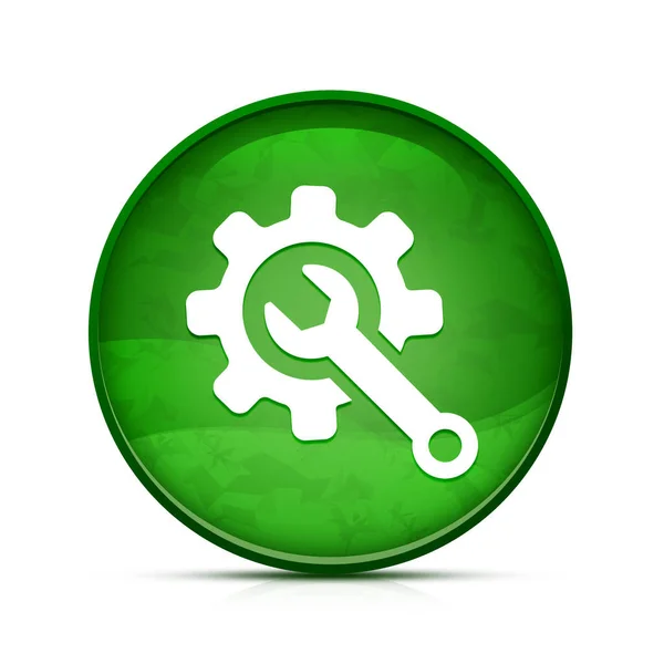 Technical support icon on classy splash green round button