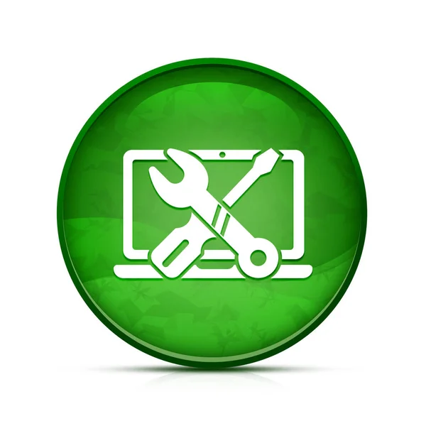 Naprawa Ikony Komputera Klasycznym Splash Zielony Okrągły Przycisk — Zdjęcie stockowe