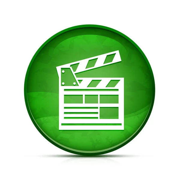 Klas Sıçrama Üzerine Sinema Simgesi Yeşil Yuvarlak Düğme — Stok fotoğraf