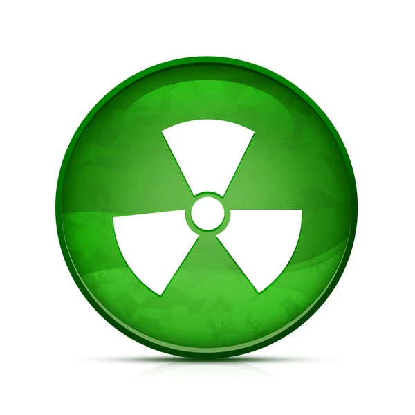Icono Radiación Elegante Botón Redondo Verde Chapoteo — Foto de Stock